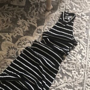 Black and White Striped maxi  Dress